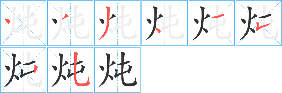 炖字的笔顺分布演示