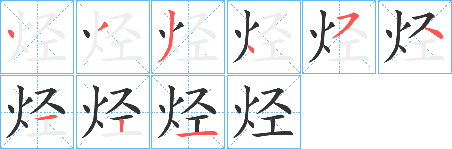 烃字的笔顺分布演示