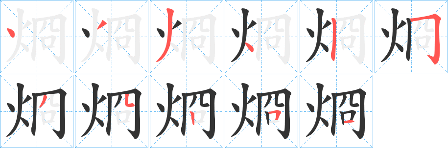 烱字的笔顺分布演示