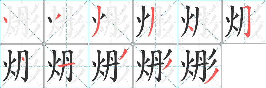 烿字的笔顺分布演示