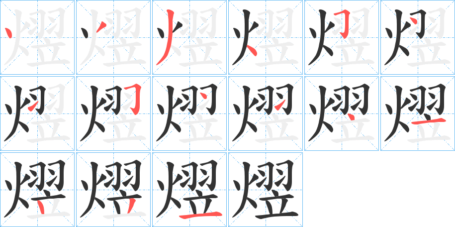 熤字的笔顺分布演示