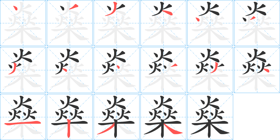 燊字的笔顺分布演示