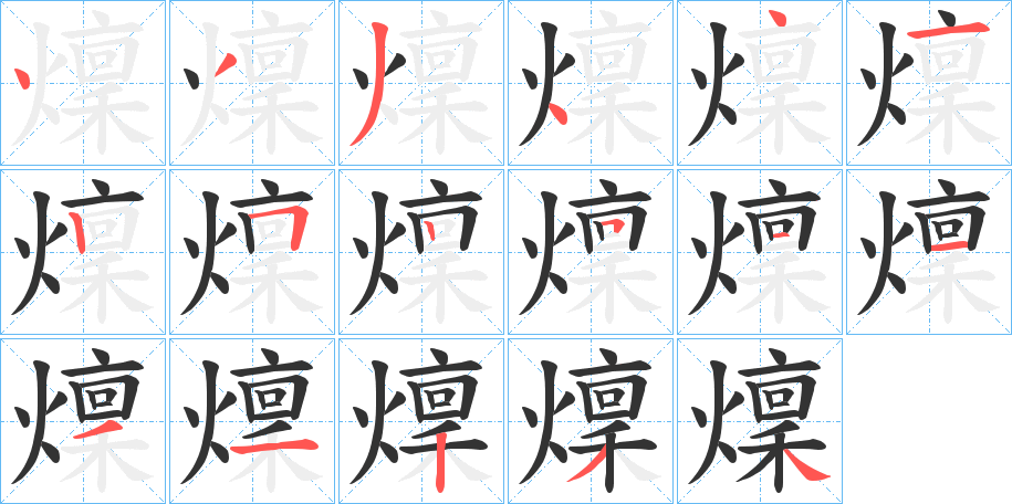 燣字的笔顺分布演示