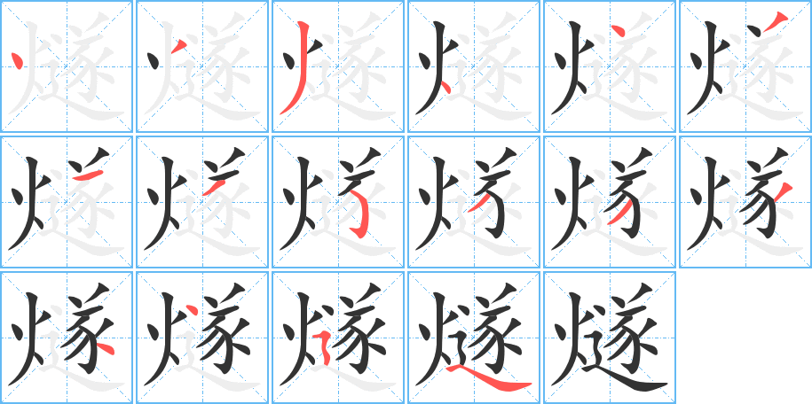 燧字的笔顺分布演示