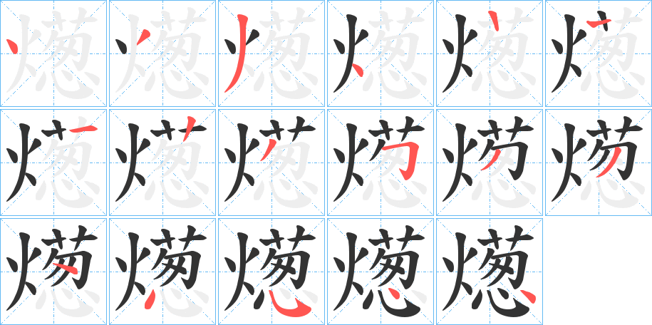 燪字的笔顺分布演示