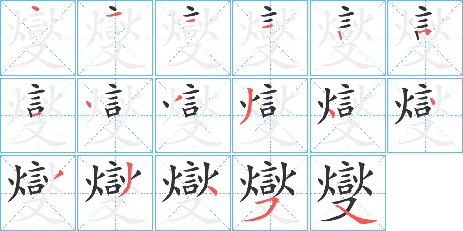 燮字的笔顺分布演示