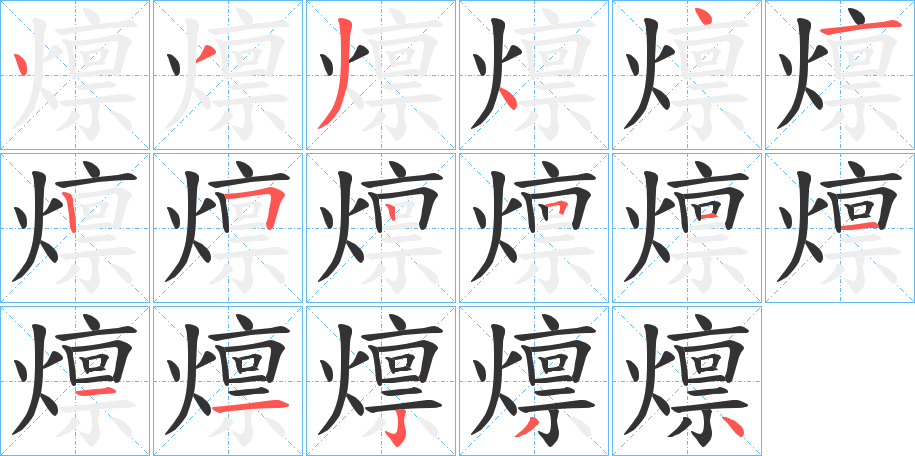 燷字的笔顺分布演示