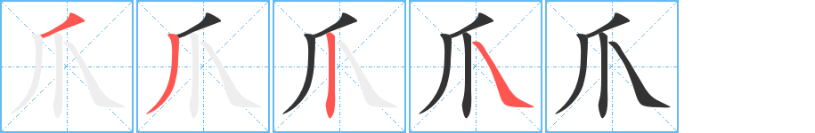 爪字的笔顺分布演示