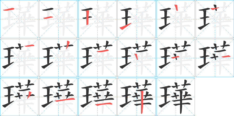 璍字的笔顺分布演示