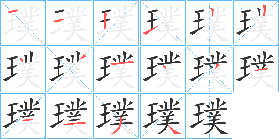 璞字的笔顺分布演示