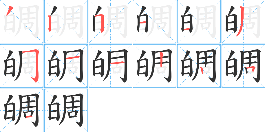 皗字的笔顺分布演示