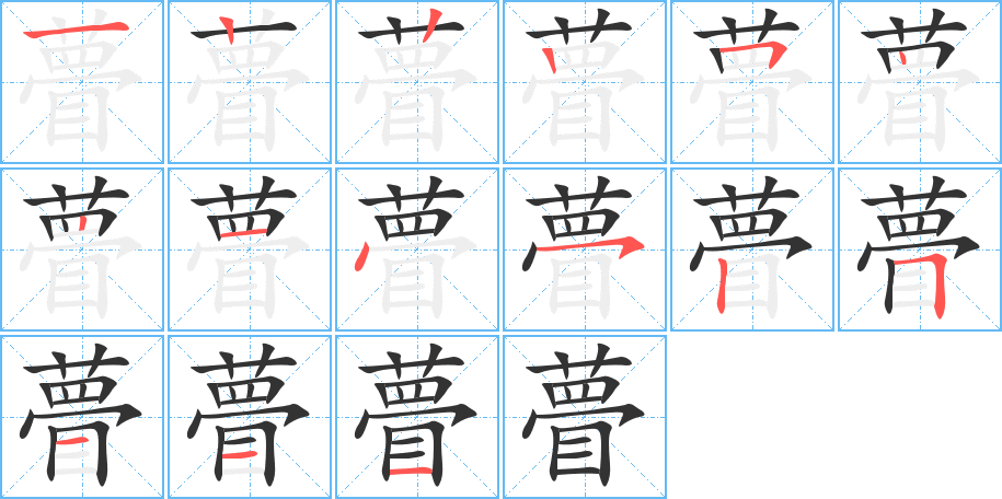 瞢字的笔顺分布演示