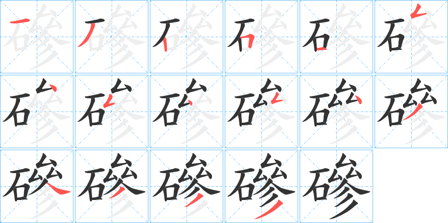 磣字的笔顺分布演示