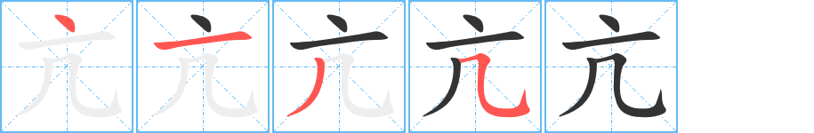 亢字的笔顺分布演示