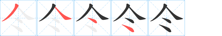 仒字的笔顺分布演示