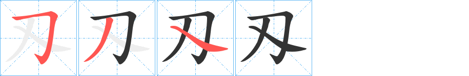 刄字的笔顺分布演示