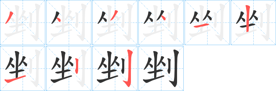 剉字的笔顺分布演示