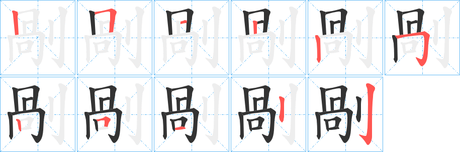 剮字的笔顺分布演示