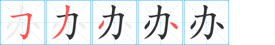 办字的笔顺分布演示