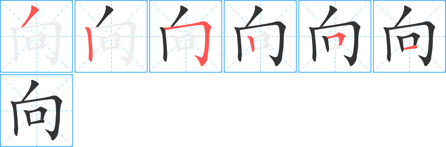 向字的笔顺分布演示