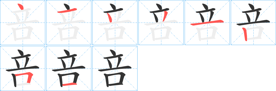 咅字的笔顺分布演示