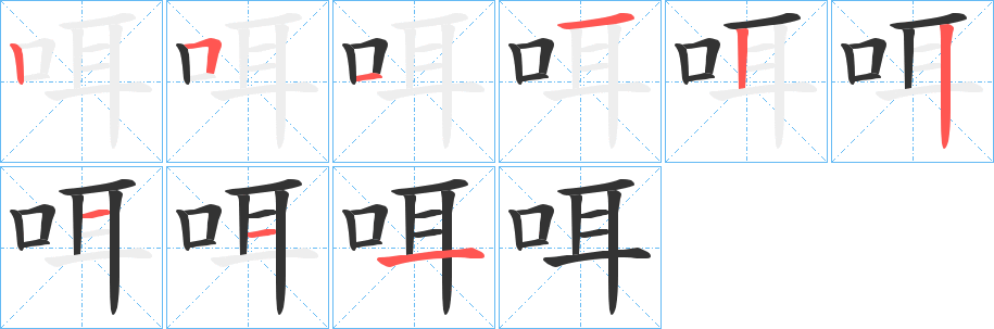 咡字的笔顺分布演示