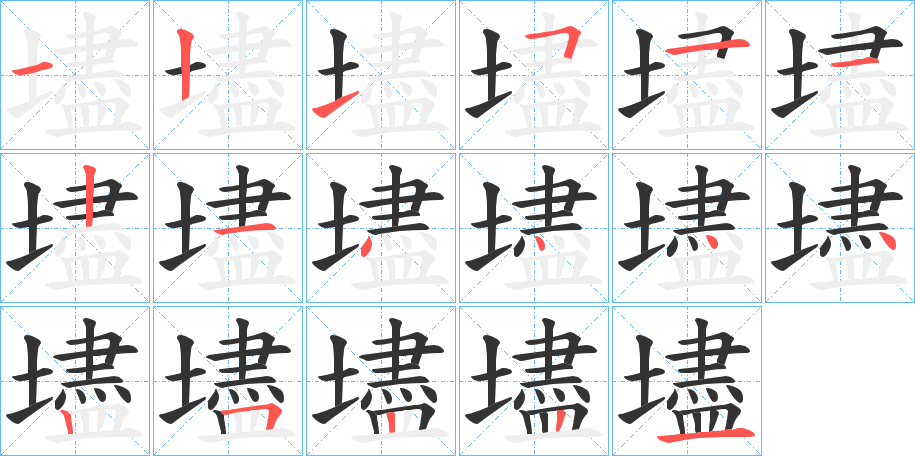 壗字的笔顺分布演示