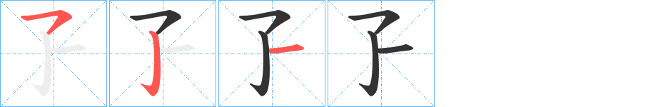 孒字的笔顺分布演示