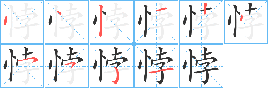 悖字的笔顺分布演示