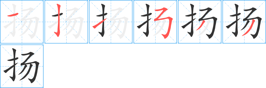 扬字的笔顺分布演示