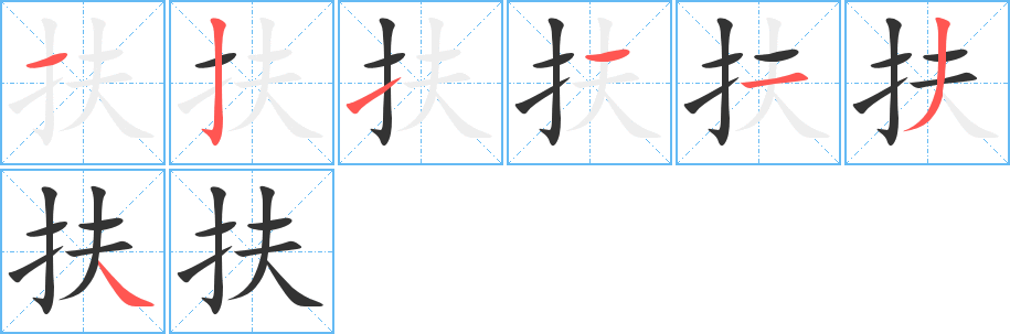 扶字的笔顺分布演示