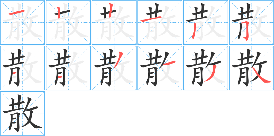 散字的笔顺分布演示