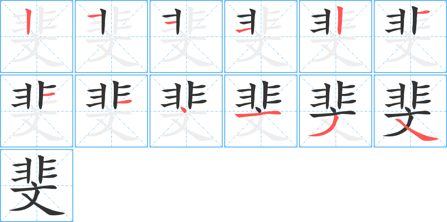 斐字的笔顺分布演示