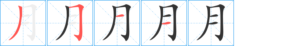 月字的笔顺分布演示