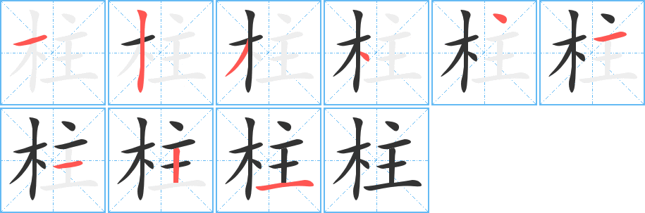 柱字的笔顺分布演示