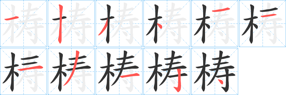 梼字的笔顺分布演示