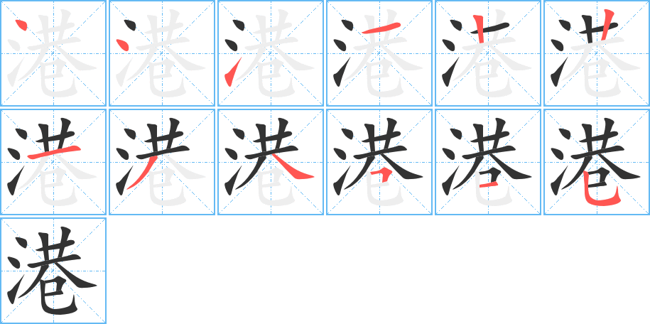 港字的笔顺分布演示