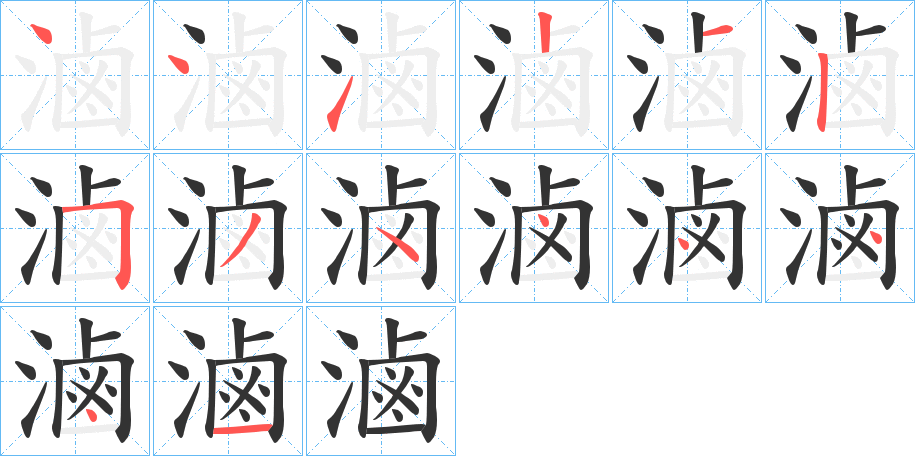 滷字的笔顺分布演示