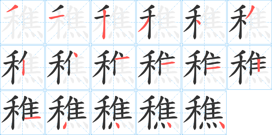 穛字的笔顺分布演示