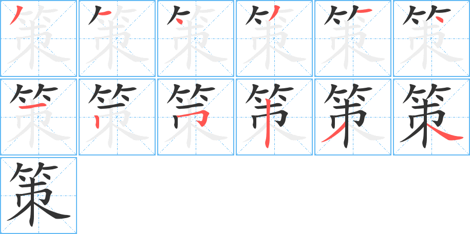 策字的笔顺分布演示