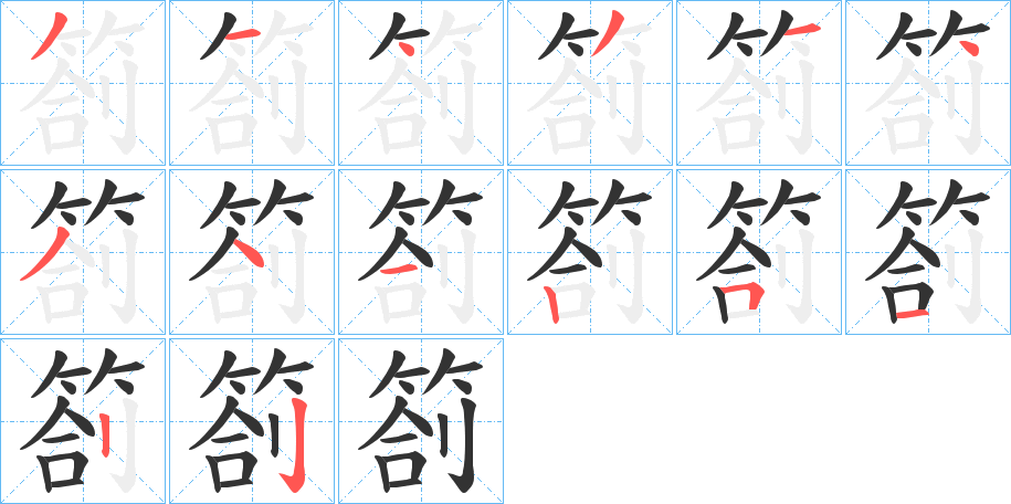 箚字的笔顺分布演示