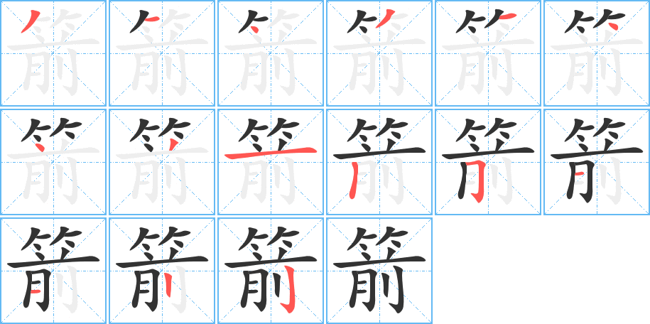 箭字的笔顺分布演示