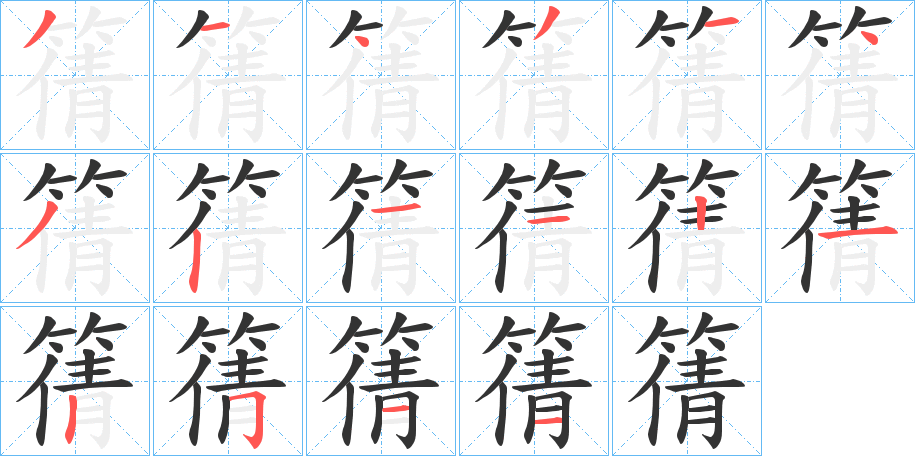 篟字的笔顺分布演示