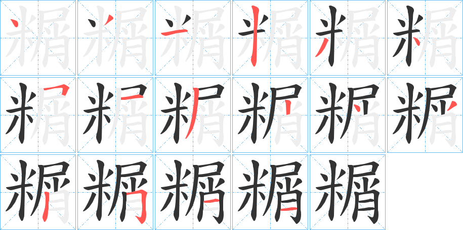 糏字的笔顺分布演示