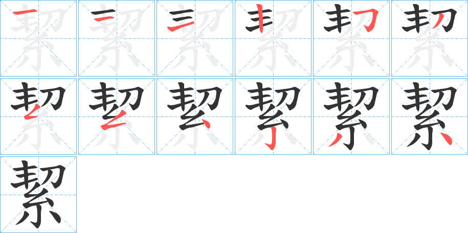 絜字的笔顺分布演示