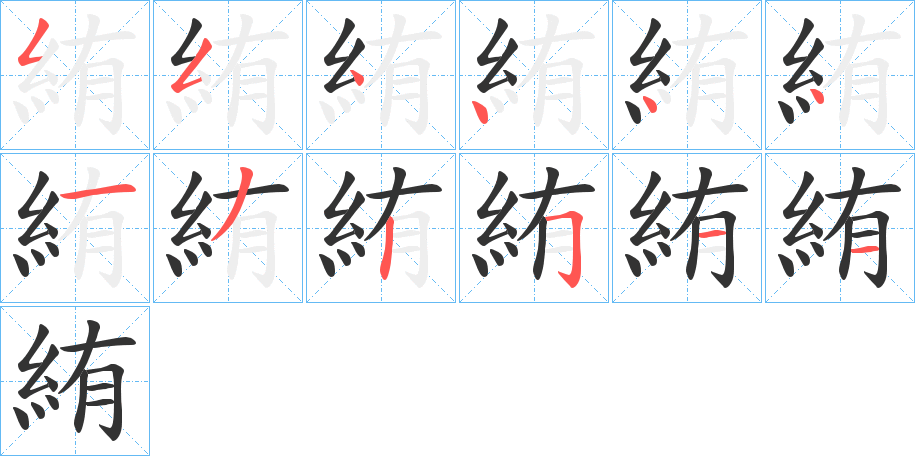 絠字的笔顺分布演示