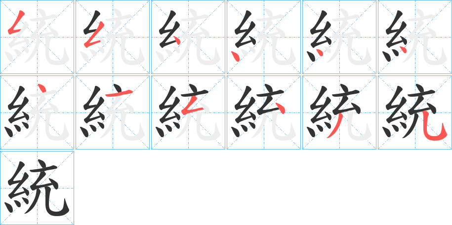 統字的笔顺分布演示