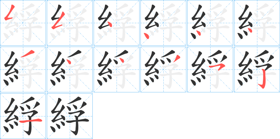 綒字的笔顺分布演示