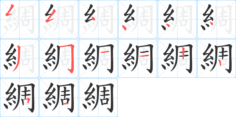 綢字的笔顺分布演示