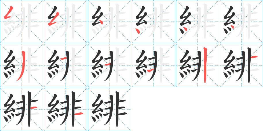 緋字的笔顺分布演示